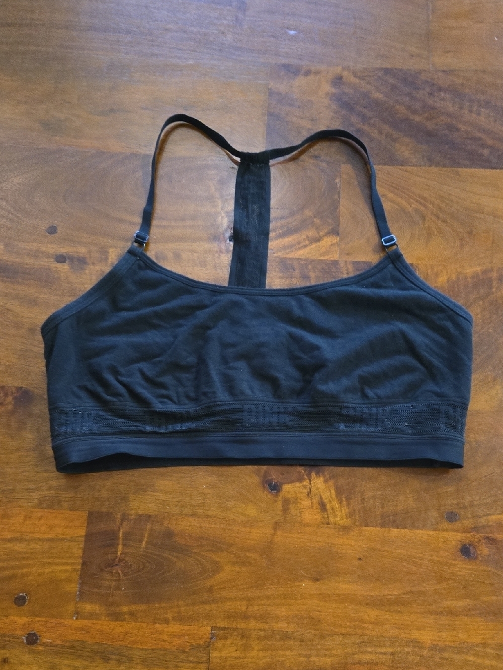 PINK Victoria's Secret Black Racerback Bralette Size Large